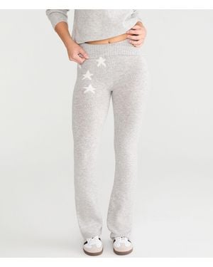 Aéropostale Stars Cozy Sweater Flare Leg Pants - White