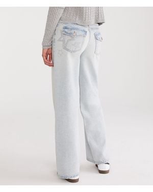 Aéropostale Low-Rise Baggy Wide Leg Star Pocket Jean - White
