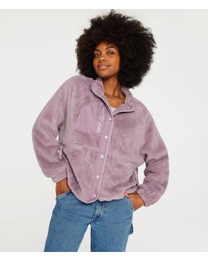 Aéropostale Solid Sherpa Snap Jacket - Purple