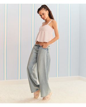 Aéropostale Demetra For Super Low-Rise Ultra Wide Leg Jean - Gray