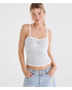 Aéropostale Coastal Striped Sweater Tube Top - Gray