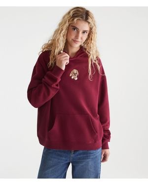 Aéropostale Cloud Soft Bunny Oversized Pullover Hoodie - Red