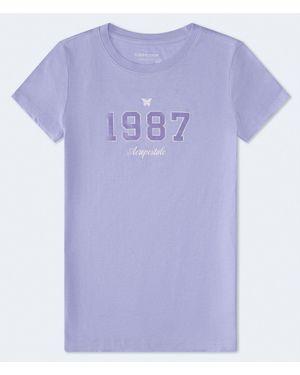 Aéropostale 1987 Flocked Graphic Tee - Blue