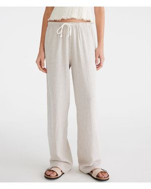 Aéropostale Striped Linen Drawstring Pants - White