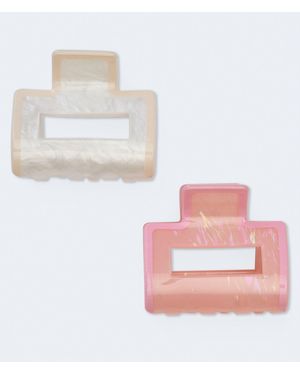 Aéropostale Marble & Iridescent Square Claw Hair Clip 2-Pack - White