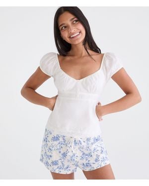Aéropostale Eyelet Tie-Back Babydoll Top - Black