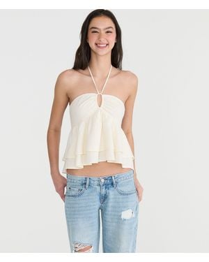 Aéropostale Ruffle Halter Top - Blue