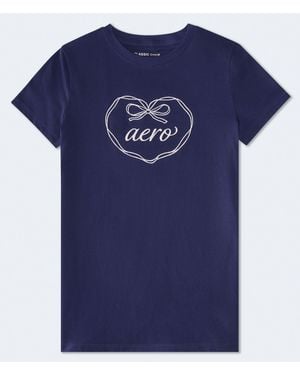 Aéropostale Heart Bow Graphic Tee - Blue