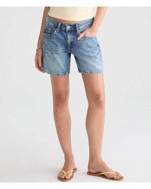 Aéropostale Low-Rise Baggy Denim Shorts 6" - Blue