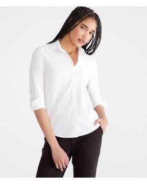 Aéropostale Long Sleeve Poplin Uniform Shirt - White