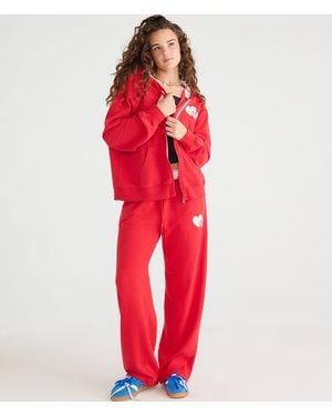 Aéropostale Cloud Soft Heart Patch Full-Zip Hoodie - Red