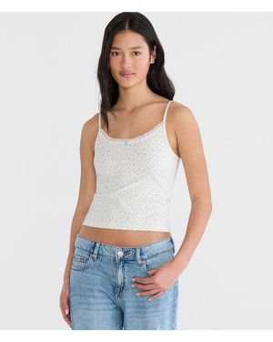 Aéropostale Floral Lace-Trim Cami - Blue