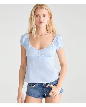 Aéropostale Striped Tie-Back Babydoll Top - White