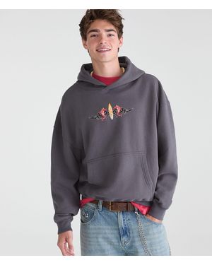 Aéropostale Quiksilver Dragon Tattoo Boxy Pullover Hoodie - Gray
