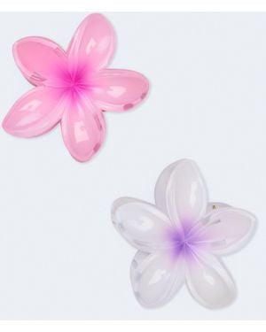 Aéropostale Outlined Flower Claw Hair Clip 2-Pack - White
