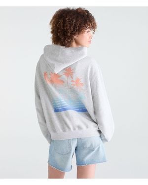 Aéropostale Roxy Palm Tree Stripe Full-Zip Hoodie - White