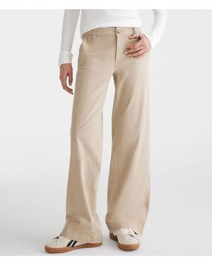 Aéropostale Low-Rise Baggy Wide Leg Uniform Pants - Natural