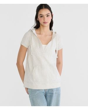 Aéropostale Short Sleeve Lightweight Tie-Back Babydoll Hoodie - White