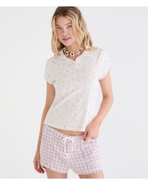 Aéropostale Seriously Soft Floral Jersey Polo - White