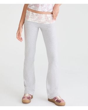 Aéropostale Forest Camo Mid-Rise Fold-Over Bootcut Pants - White