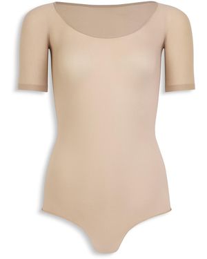 Alaïa Body Manches Courtes En Maille Seconde Peau Taille - Neutre