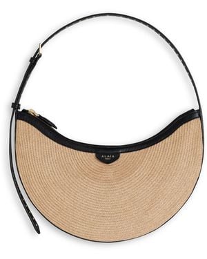 Alaïa Sac One Piece Demi Lune En Paille Tressée - Bleu
