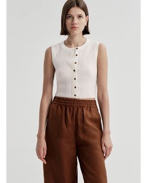 A.L.C. Lottie Fine Cotton Cropped Top - White
