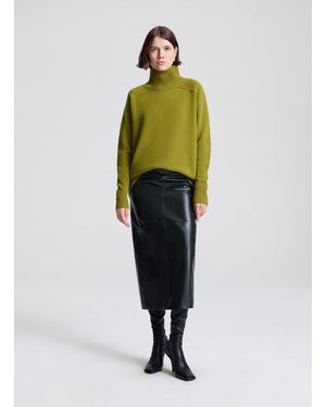 A.L.C. Marta Glossy Leather Midi Skirt - Green