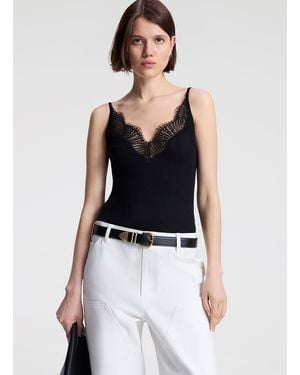 A.L.C. Alba Silk Knit And Lace Camisole Top - Blue
