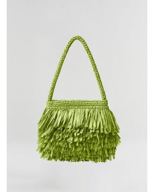 A.L.C. Janie Fringe Raffia Shoulder Bag - Green