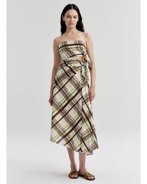 A.L.C. Tessa Plaid Cotton Midi Dress - White