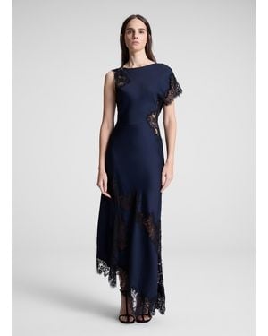 A.L.C. Alessia Satin And Lace Maxi Dress - Blue