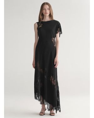 A.L.C. Alessia Textured Satin And Lace Maxi Dress - Black