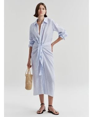 A.L.C. Mila Striped Linen Midi Dress - Blue