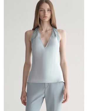 A.L.C. Wes Satin And Lace Top - White