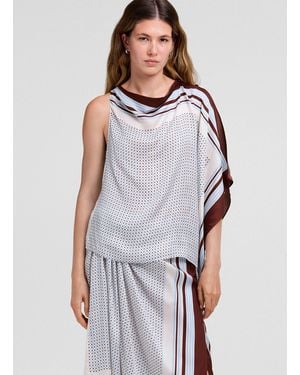 A.L.C. Kit Scarf Print Asymmetric Top - Multicolor