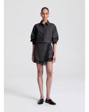 A.L.C. Sophia Wool Marled And Lace Mini Skirt - Black