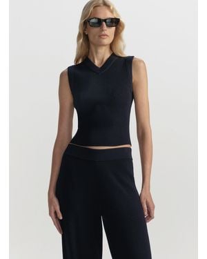 A.L.C. Bowie Knit Pointelle Top - Blue