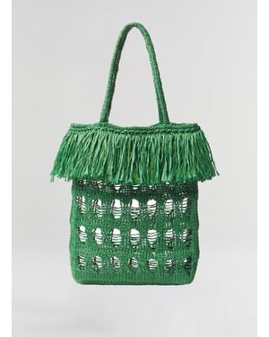 A.L.C. Elise Fringe Raffia Tote - Green