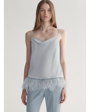A.L.C. Eliza Feather Trimmed Camisole Top - Gray