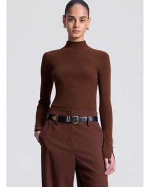 A.L.C. Jett Knit Merino Turtleneck Top - Brown