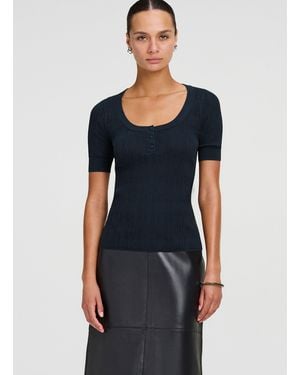 A.L.C. Alette Fine Cotton Knit Top - Blue