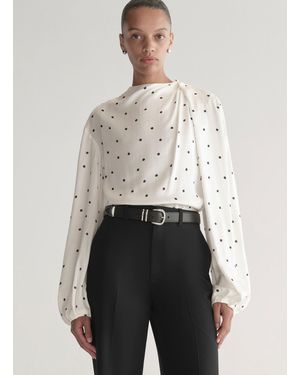 A.L.C. Blaire Polka Dot Satin Top - Natural