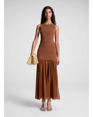 A.L.C. Hayden Knit Chiffon Maxi Skirt - Brown