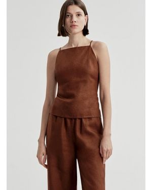 A.L.C. Reese Tie-back Linen Top - Brown