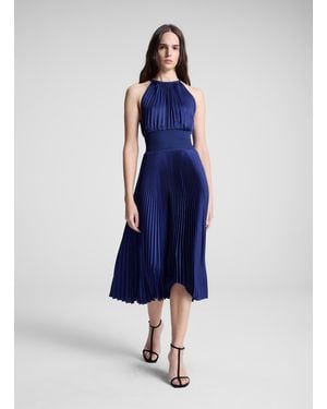 A.L.C. Renzo Ii Satin Pleated Dress - Blue