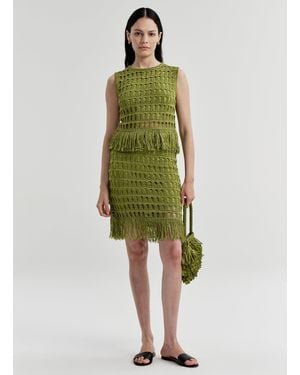 A.L.C. Tetá Crochet Fringe Mini Skirt - Green