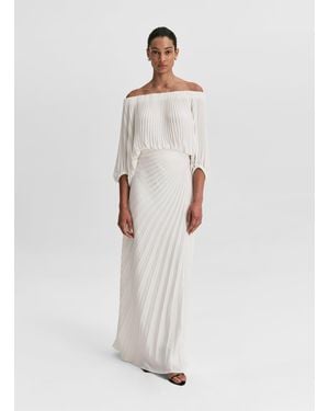 A.L.C. Bianca Satin Pleated Maxi Skirt - White