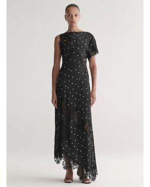 A.L.C. Alessia Polka Dot Crepe And Lace Maxi Dress - Black