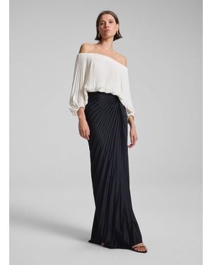 A.L.C. Bianca Satin Pleated Maxi Skirt - White